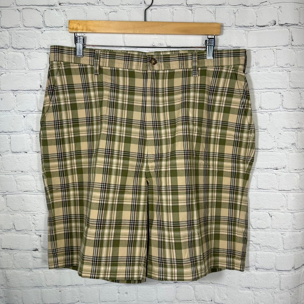 Jos. A. Bank Mens 38 Plaid Shorts Green Tan Cotton Classic Collection New NWT
